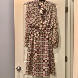 Silk Chiffon Miguelina tie neck dress